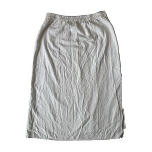 Gap Skirt Womens Large White Linen Cottagecore‎ Midi Side Slit Elastic Waist